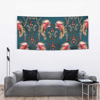 Dark Cyan Blue Bird of Batik Papua Tapestry Exotic Natural Wealth of Papua LT9 - Polynesian Pride