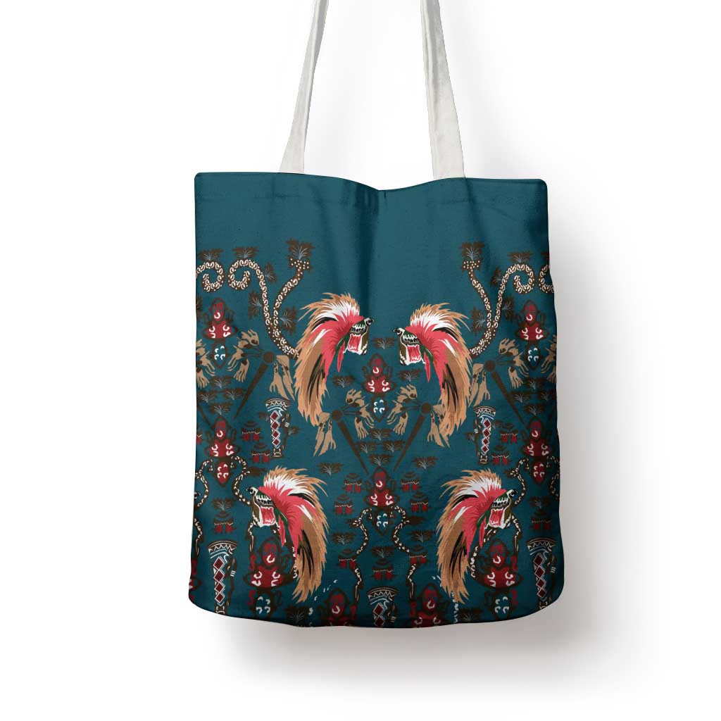 Dark Cyan Blue Bird of Batik Papua Tote Bag Exotic Natural Wealth of Papua LT9 - Polynesian Pride