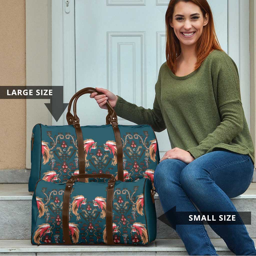 Dark Cyan Blue Bird of Batik Papua Travel Bag Exotic Natural Wealth of Papua LT9 - Polynesian Pride