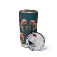 Dark Cyan Blue Bird of Batik Papua Tumbler Cup Exotic Natural Wealth of Papua LT9 - Polynesian Pride