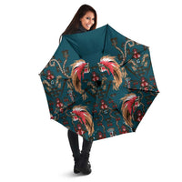 Dark Cyan Blue Bird of Batik Papua Umbrella Exotic Natural Wealth of Papua LT9 - Polynesian Pride