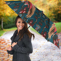 Dark Cyan Blue Bird of Batik Papua Umbrella Exotic Natural Wealth of Papua LT9 - Polynesian Pride