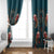Dark Cyan Blue Bird of Batik Papua Window Curtain Exotic Natural Wealth of Papua - Polynesian Pride