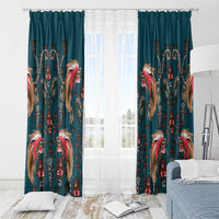 Dark Cyan Blue Bird of Batik Papua Window Curtain Exotic Natural Wealth of Papua LT9 - Polynesian Pride