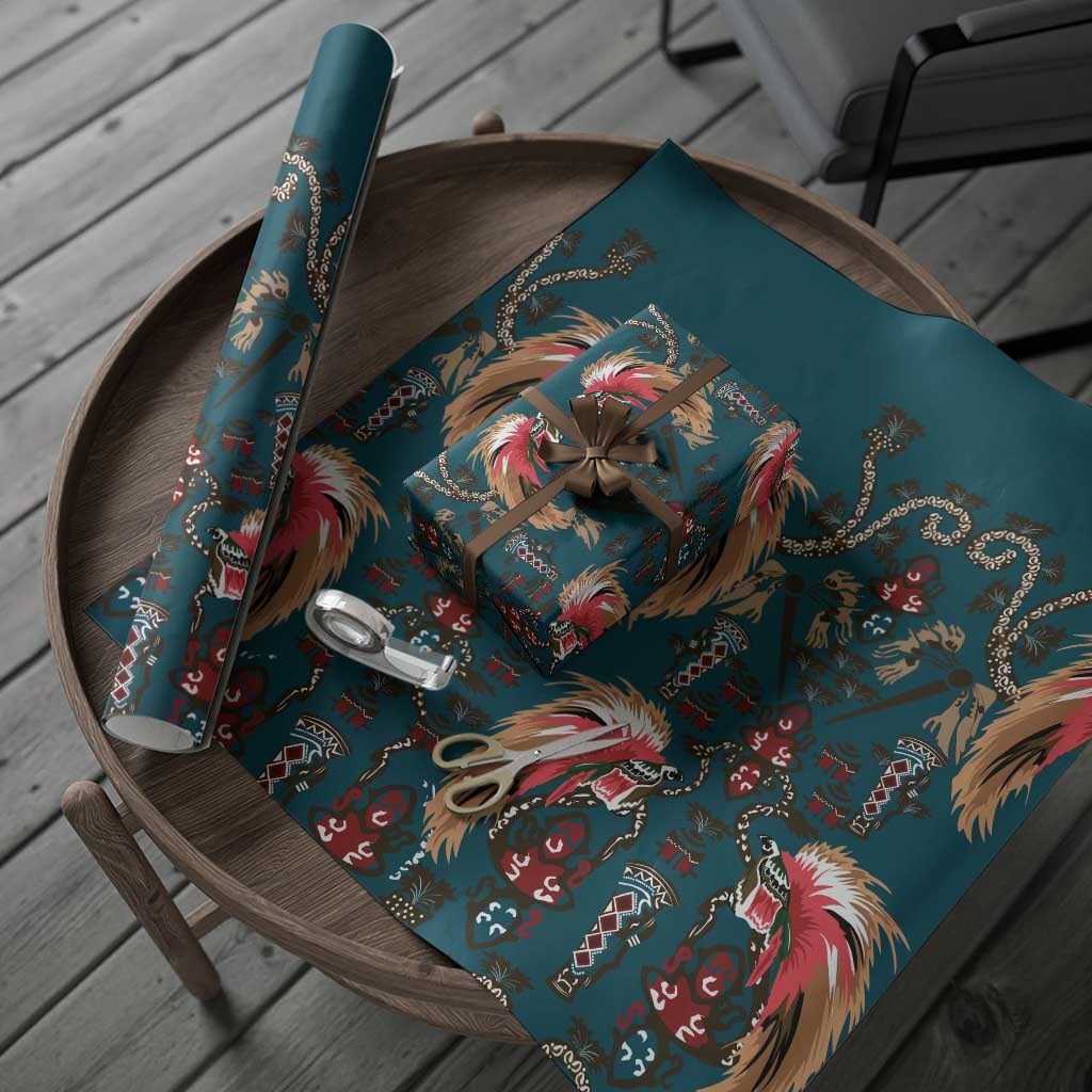 Dark Cyan Blue Bird of Batik Papua Wrapping Paper Exotic Natural Wealth of Papua LT9 - Polynesian Pride