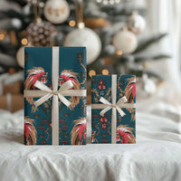Dark Cyan Blue Bird of Batik Papua Wrapping Paper Exotic Natural Wealth of Papua LT9 - Polynesian Pride