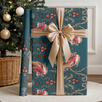 Dark Cyan Blue Bird of Batik Papua Wrapping Paper Exotic Natural Wealth of Papua LT9 - Polynesian Pride