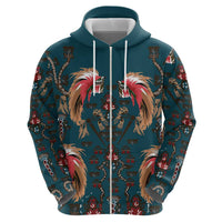 Dark Cyan Blue Bird of Batik Papua Zip Hoodie Exotic Natural Wealth of Papua LT9 - Polynesian Pride