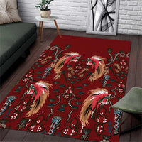 Oxblood Bird of Batik Papua Area Rug Exotic Natural Wealth of Papua LT9 Red - Polynesian Pride