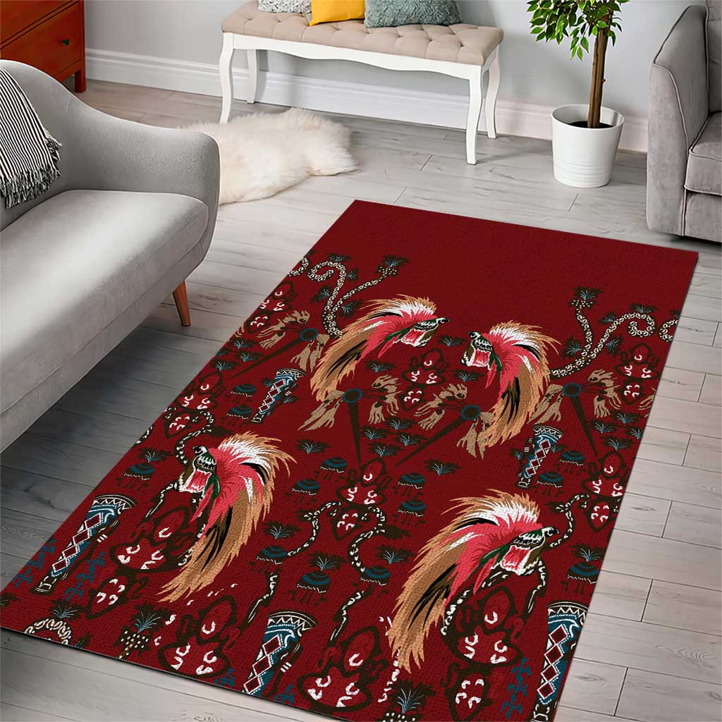 Oxblood Bird of Batik Papua Area Rug Exotic Natural Wealth of Papua LT9 - Polynesian Pride