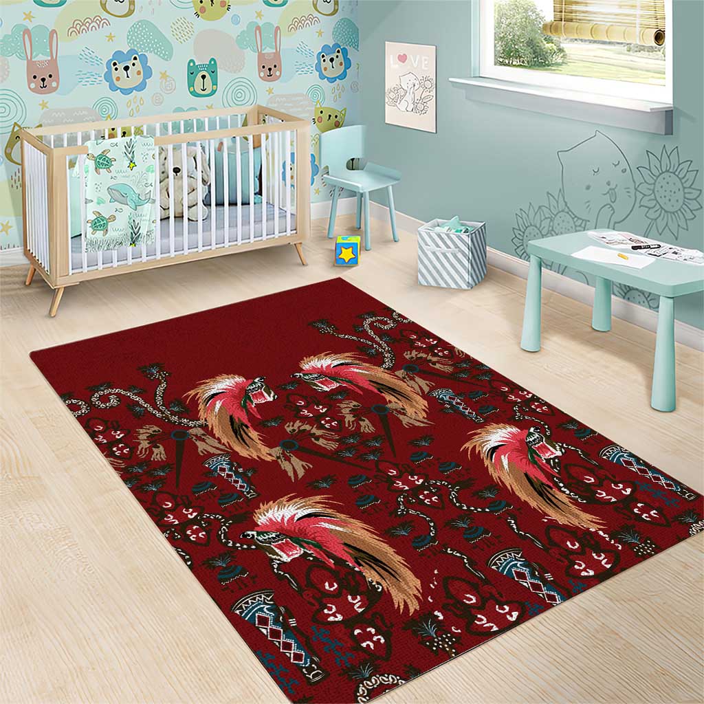 Oxblood Bird of Batik Papua Area Rug Exotic Natural Wealth of Papua LT9 - Polynesian Pride