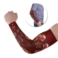 Oxblood Bird of Batik Papua Arm Sleeves Exotic Natural Wealth of Papua LT9 Set of 2 Red - Polynesian Pride