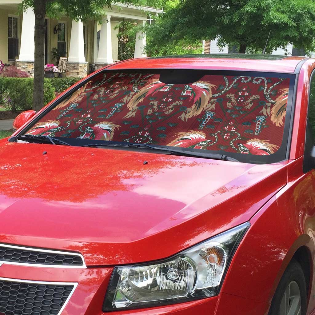 Oxblood Bird of Batik Papua Auto Sun Shade Exotic Natural Wealth of Papua LT9 - Polynesian Pride