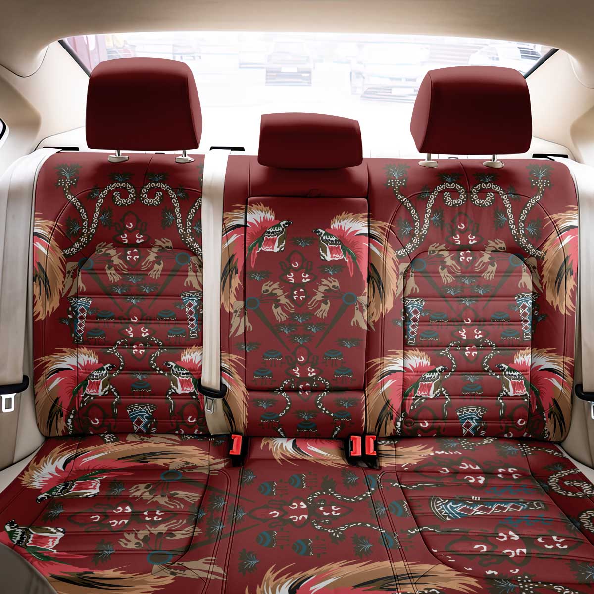 Oxblood Bird of Batik Papua Back Car Seat Cover Exotic Natural Wealth of Papua LT9 - Polynesian Pride