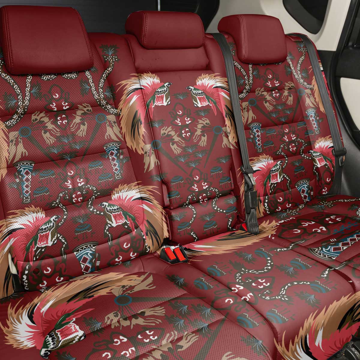 Oxblood Bird of Batik Papua Back Car Seat Cover Exotic Natural Wealth of Papua LT9 - Polynesian Pride