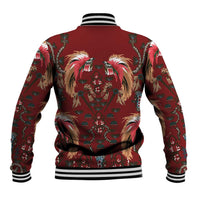 Oxblood Bird of Batik Papua Baseball Jacket Exotic Natural Wealth of Papua LT9 - Polynesian Pride