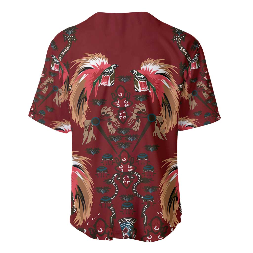 Oxblood Bird of Batik Papua Baseball Jersey Exotic Natural Wealth of Papua LT9 - Polynesian Pride