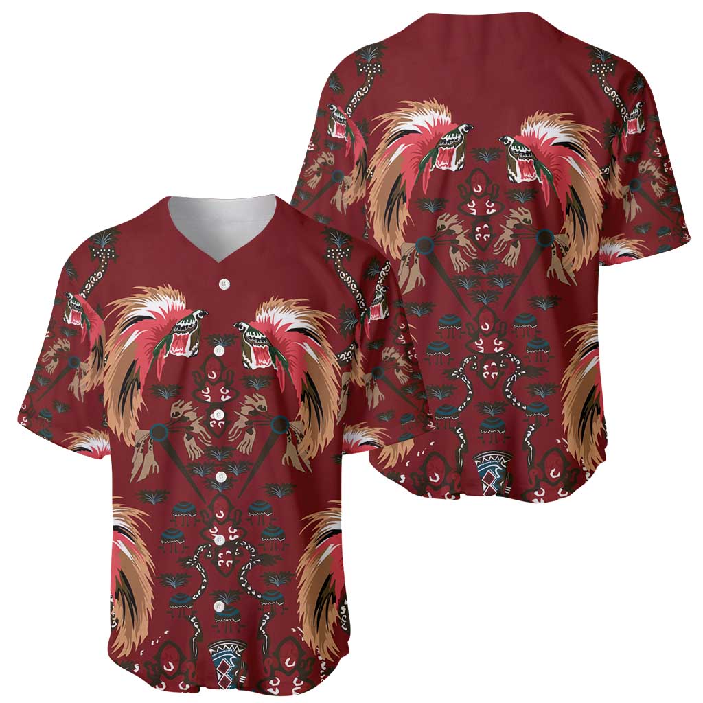 Oxblood Bird of Batik Papua Baseball Jersey Exotic Natural Wealth of Papua LT9 - Polynesian Pride