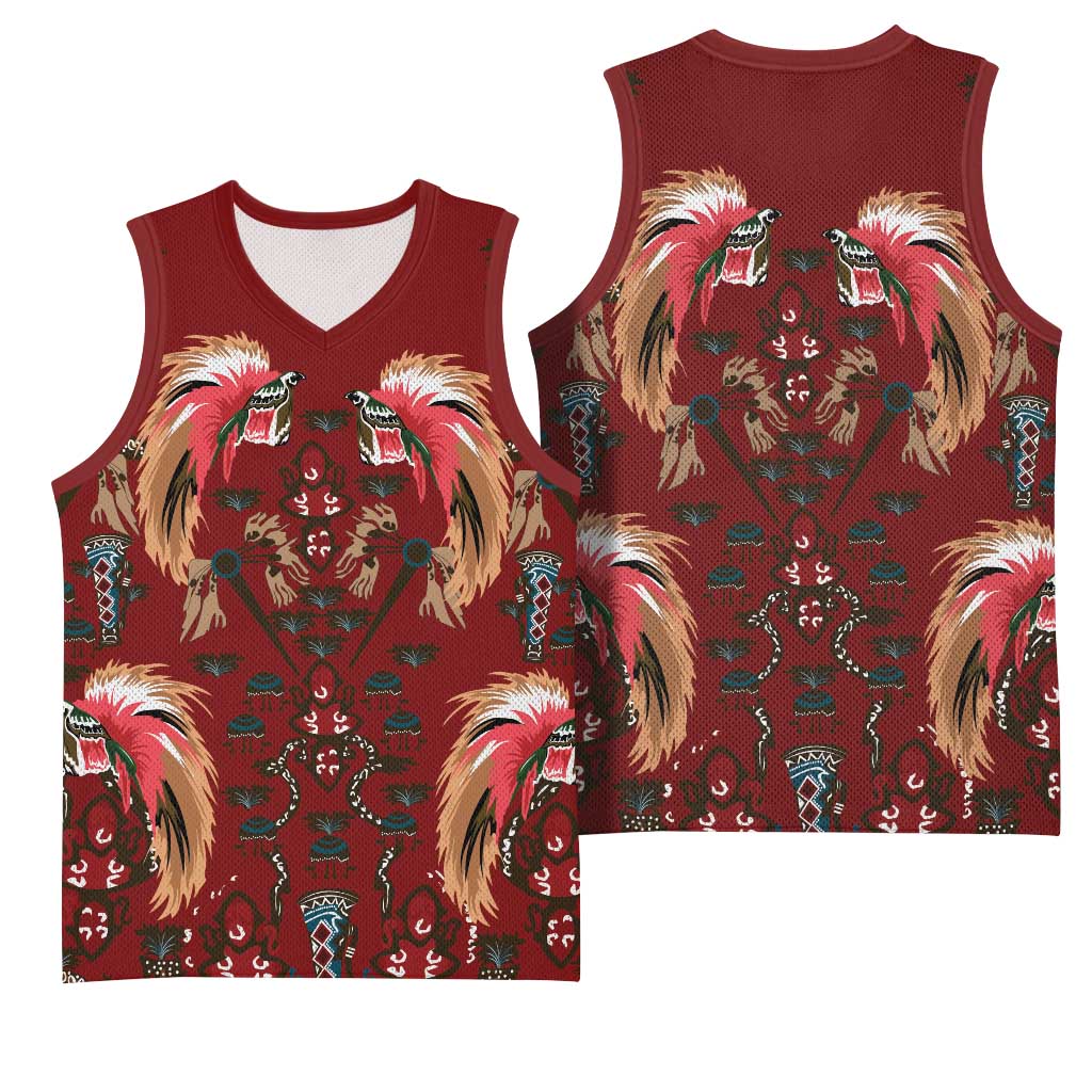 Oxblood Bird of Batik Papua Basketball Jersey Exotic Natural Wealth of Papua LT9 - Polynesian Pride