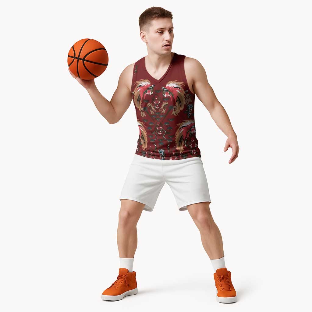 Oxblood Bird of Batik Papua Basketball Jersey Exotic Natural Wealth of Papua LT9 - Polynesian Pride