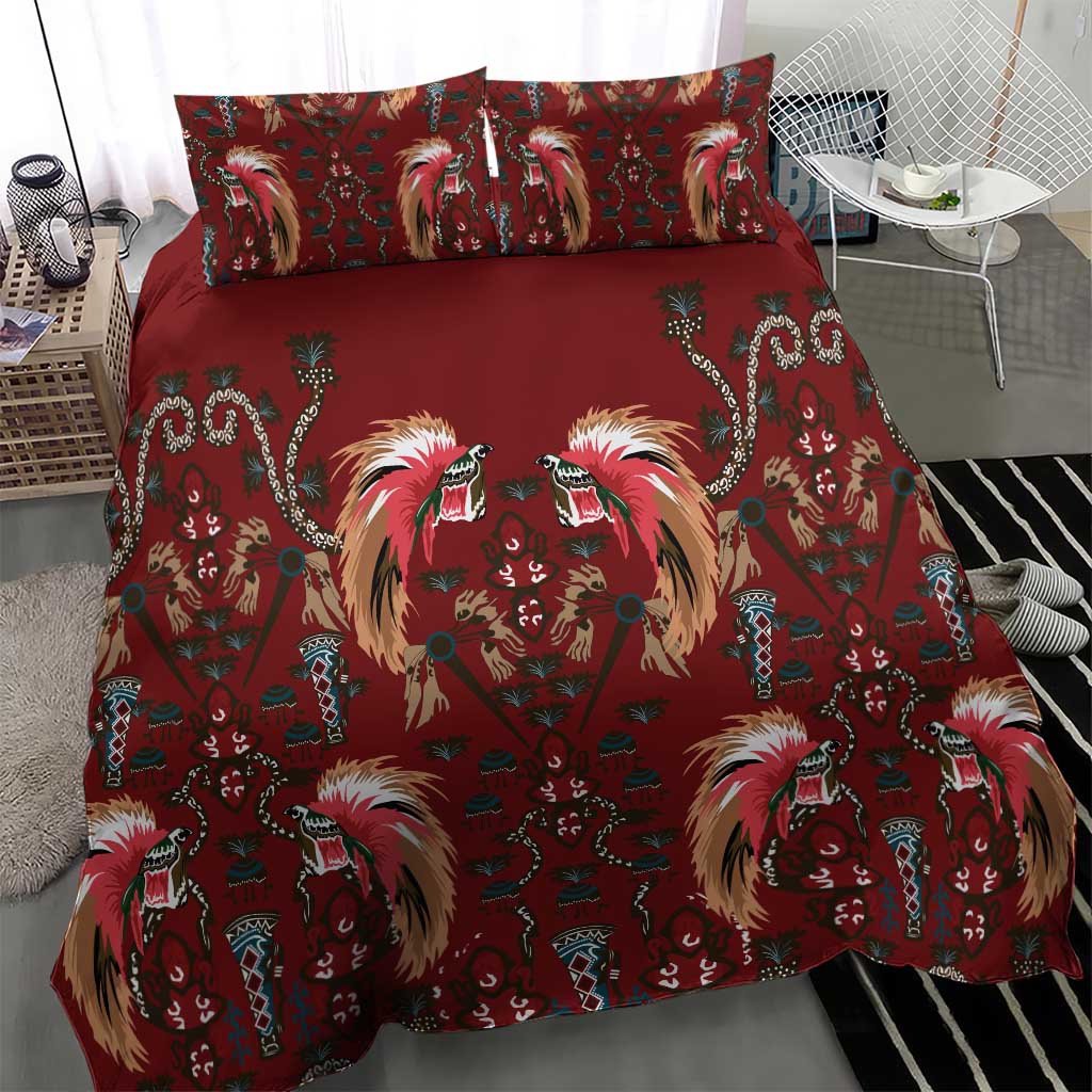 Oxblood Bird of Batik Papua Bedding Set Exotic Natural Wealth of Papua LT9 - Polynesian Pride