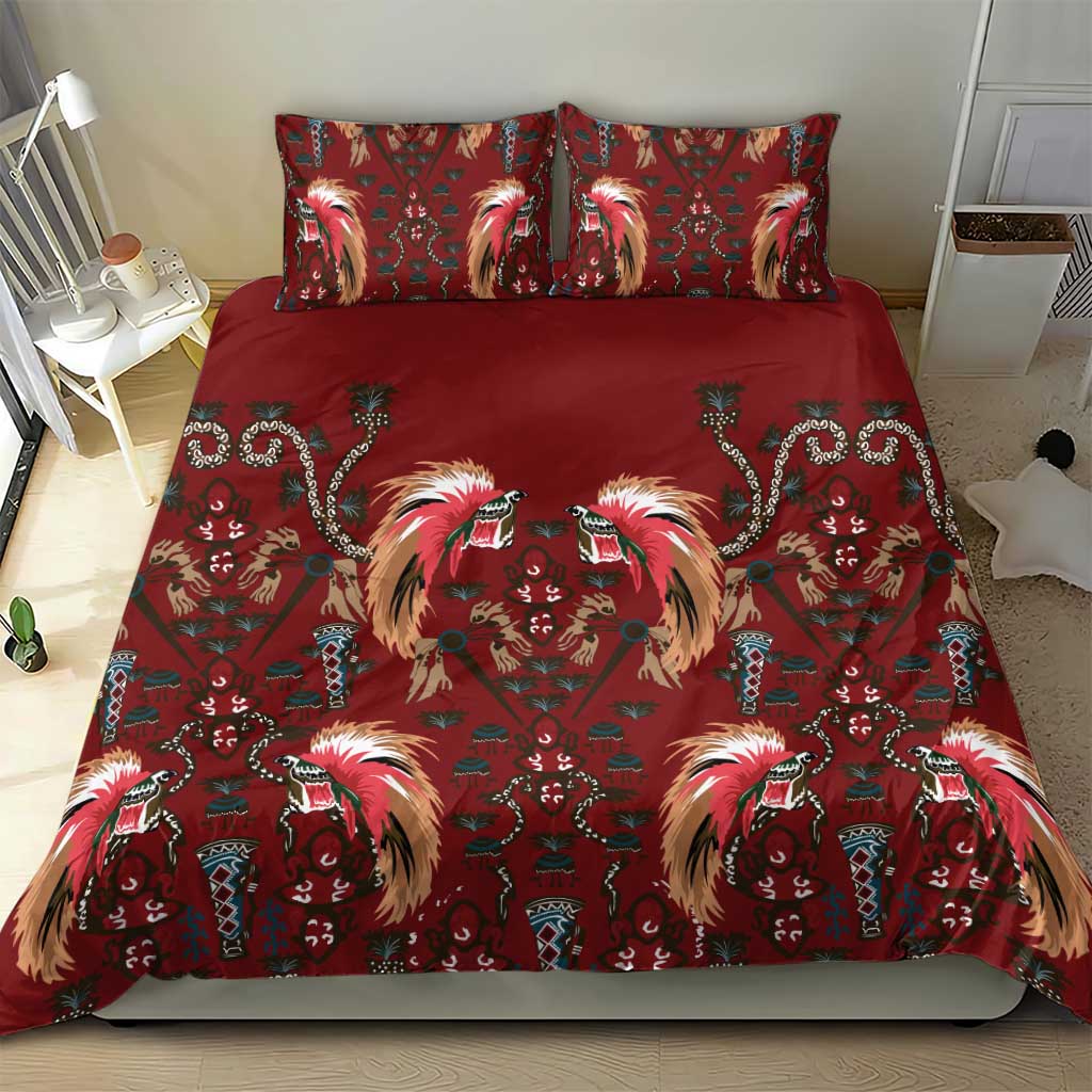 Oxblood Bird of Batik Papua Bedding Set Exotic Natural Wealth of Papua LT9 - Polynesian Pride