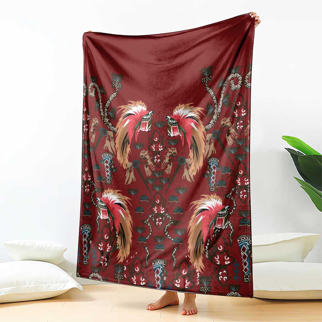 Oxblood Bird of Batik Papua Blanket Exotic Natural Wealth of Papua LT9 - Polynesian Pride