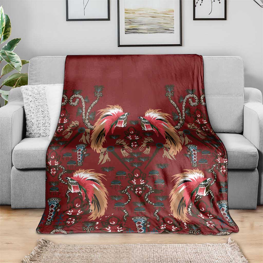 Oxblood Bird of Batik Papua Blanket Exotic Natural Wealth of Papua LT9 - Polynesian Pride