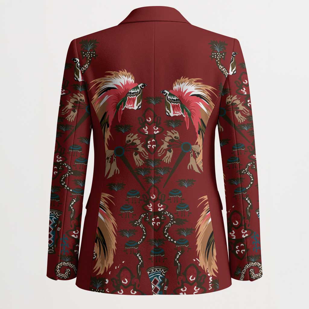 Oxblood Bird of Batik Papua Blazer Exotic Natural Wealth of Papua LT9 - Polynesian Pride