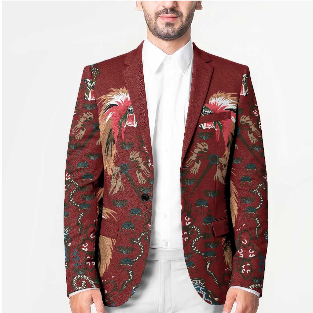 Oxblood Bird of Batik Papua Blazer Exotic Natural Wealth of Papua LT9 - Polynesian Pride