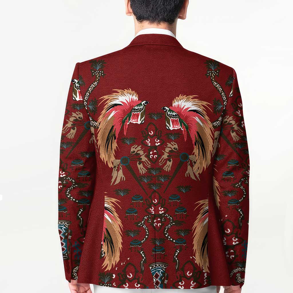 Oxblood Bird of Batik Papua Blazer Exotic Natural Wealth of Papua LT9 - Polynesian Pride