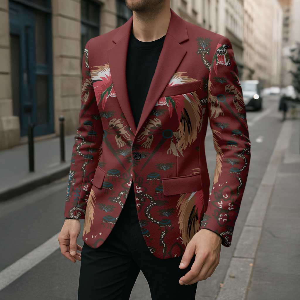Oxblood Bird of Batik Papua Blazer Exotic Natural Wealth of Papua LT9 - Polynesian Pride