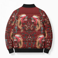 Oxblood Bird of Batik Papua Bomber Puffer Jacket Exotic Natural Wealth of Papua LT9 - Polynesian Pride