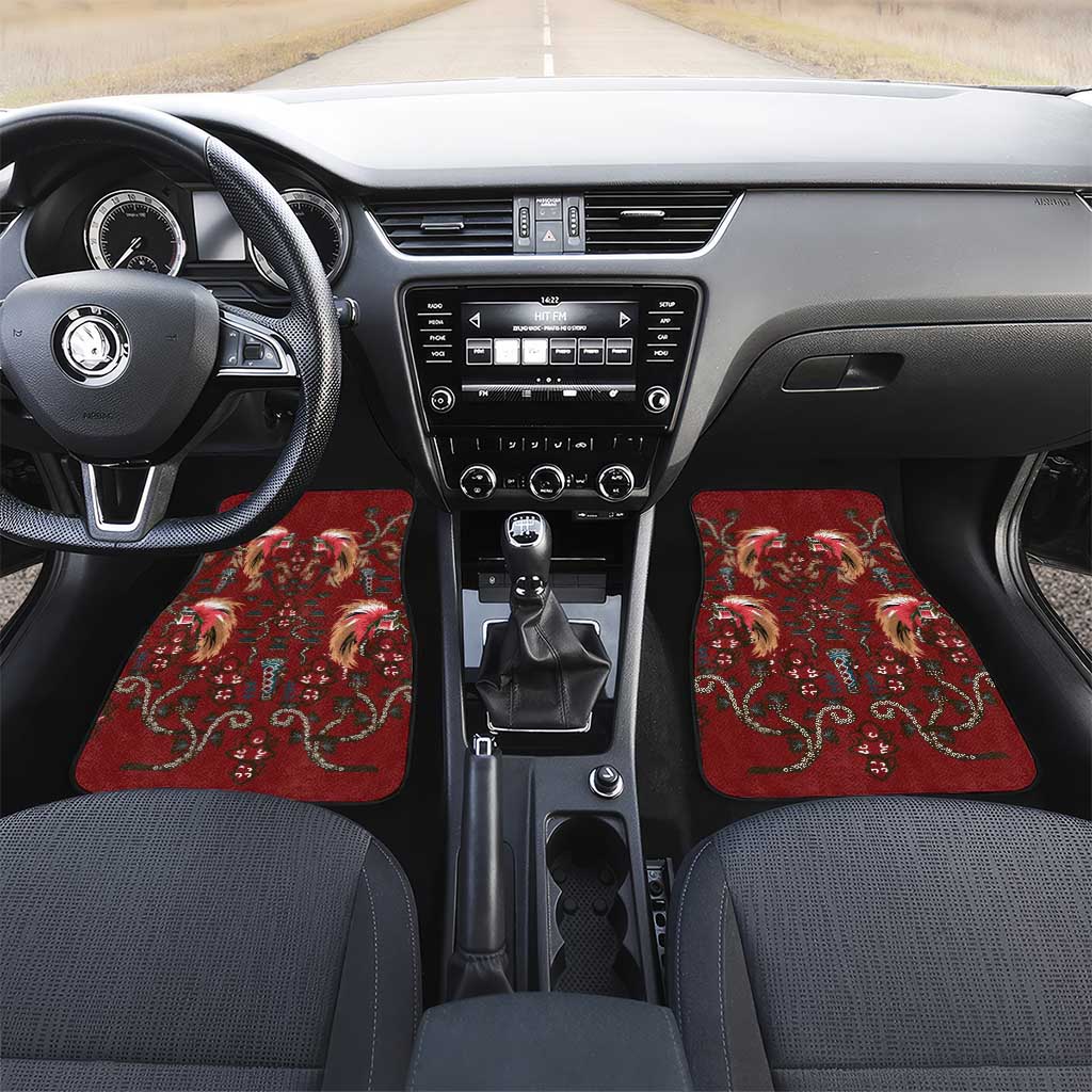 Oxblood Bird of Batik Papua Car Mats Exotic Natural Wealth of Papua LT9 Set 2pcs - Front Red - Polynesian Pride