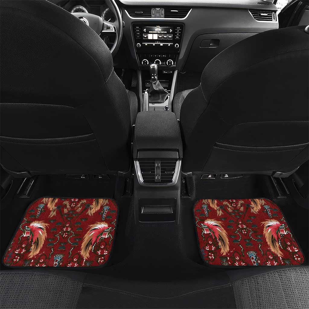 Oxblood Bird of Batik Papua Car Mats Exotic Natural Wealth of Papua LT9 Set 2pcs - Back Red - Polynesian Pride