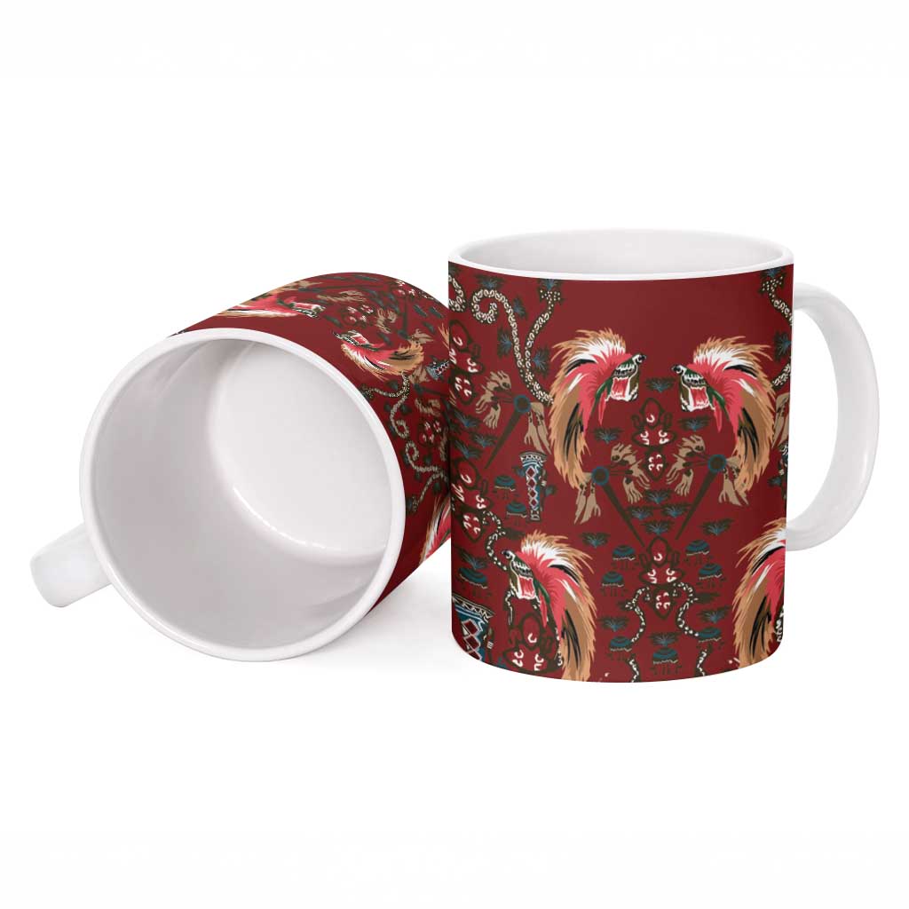 Oxblood Bird of Batik Papua Ceramic Mug Exotic Natural Wealth of Papua LT9 - Polynesian Pride