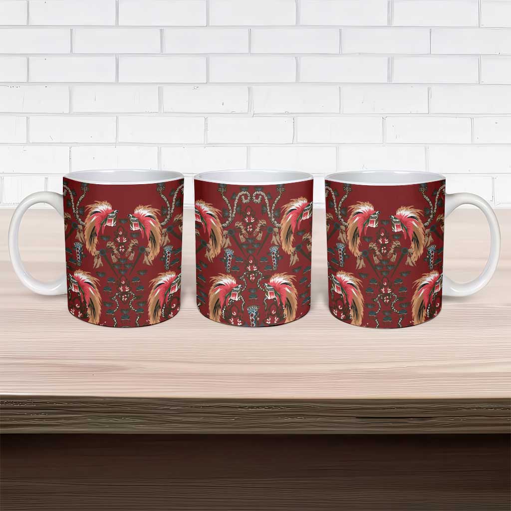 Oxblood Bird of Batik Papua Ceramic Mug Exotic Natural Wealth of Papua LT9 - Polynesian Pride