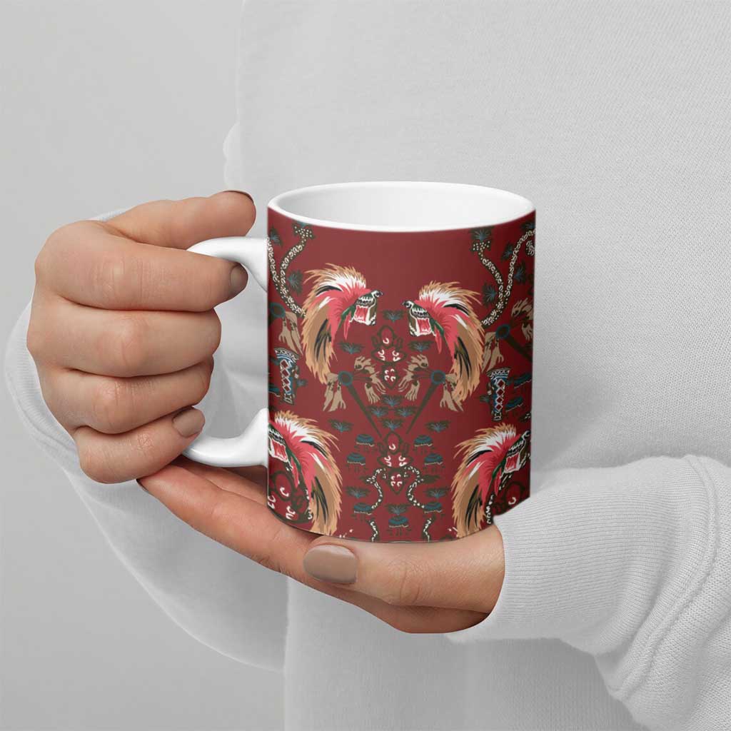 Oxblood Bird of Batik Papua Ceramic Mug Exotic Natural Wealth of Papua LT9 - Polynesian Pride