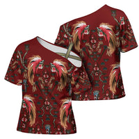 Oxblood Bird of Batik Papua Cross Shoulder Shirt Exotic Natural Wealth of Papua LT9 - Polynesian Pride