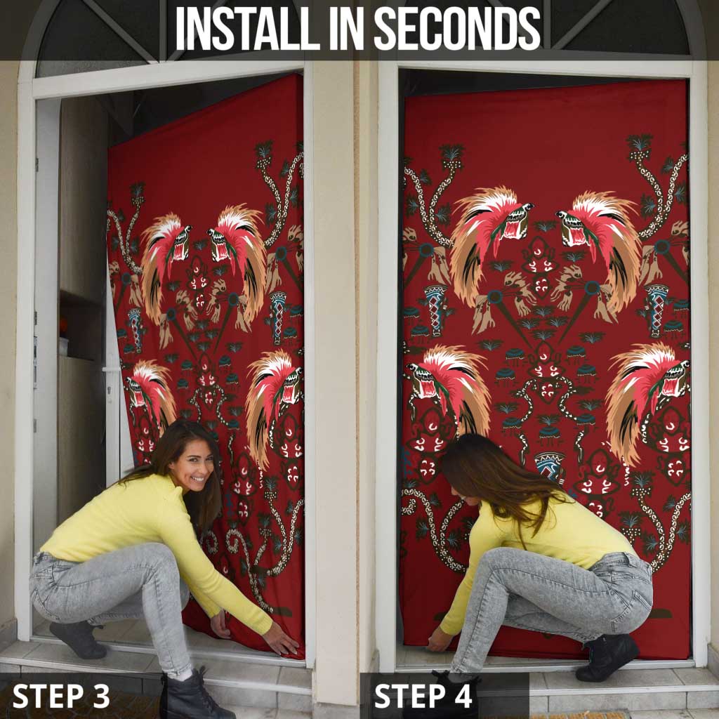 Oxblood Bird of Batik Papua Door Cover Exotic Natural Wealth of Papua LT9 - Polynesian Pride