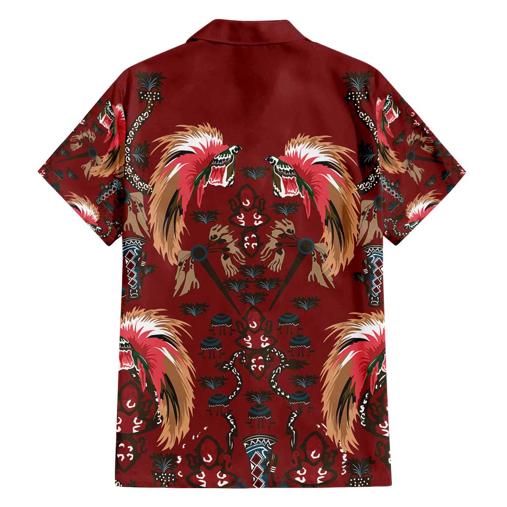 Oxblood Bird of Batik Papua Family Matching Long Sleeve Bodycon Dress and Hawaiian Shirt Exotic Natural Wealth of Papua LT9 - Polynesian Pride