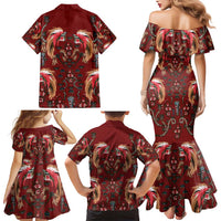Oxblood Bird of Batik Papua Family Matching Mermaid Dress and Hawaiian Shirt Exotic Natural Wealth of Papua LT9 - Polynesian Pride