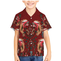Oxblood Bird of Batik Papua Family Matching Mermaid Dress and Hawaiian Shirt Exotic Natural Wealth of Papua LT9 Son's Shirt Red - Polynesian Pride