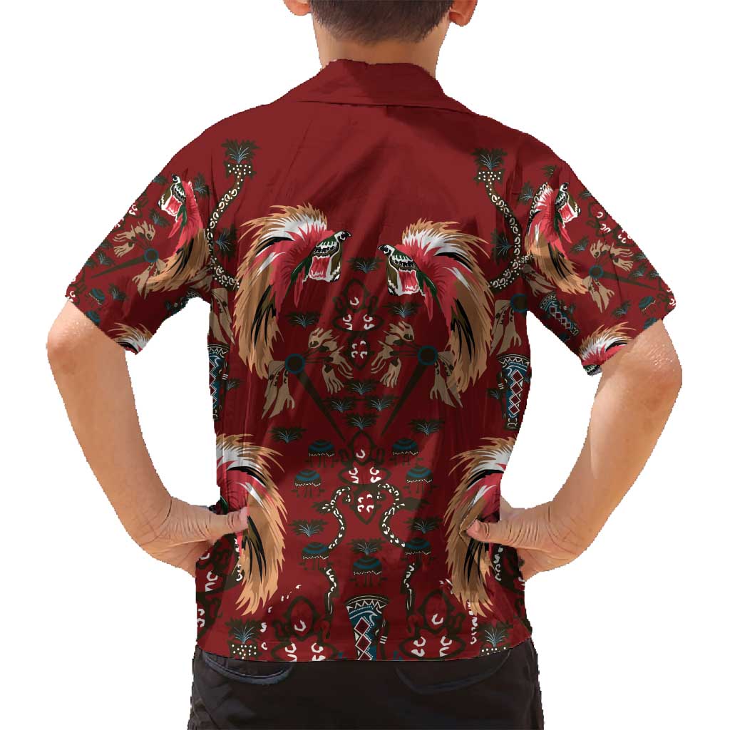 Oxblood Bird of Batik Papua Family Matching Puletasi and Hawaiian Shirt Exotic Natural Wealth of Papua LT9 - Polynesian Pride