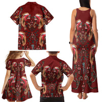 Oxblood Bird of Batik Papua Family Matching Tank Maxi Dress and Hawaiian Shirt Exotic Natural Wealth of Papua LT9 - Polynesian Pride