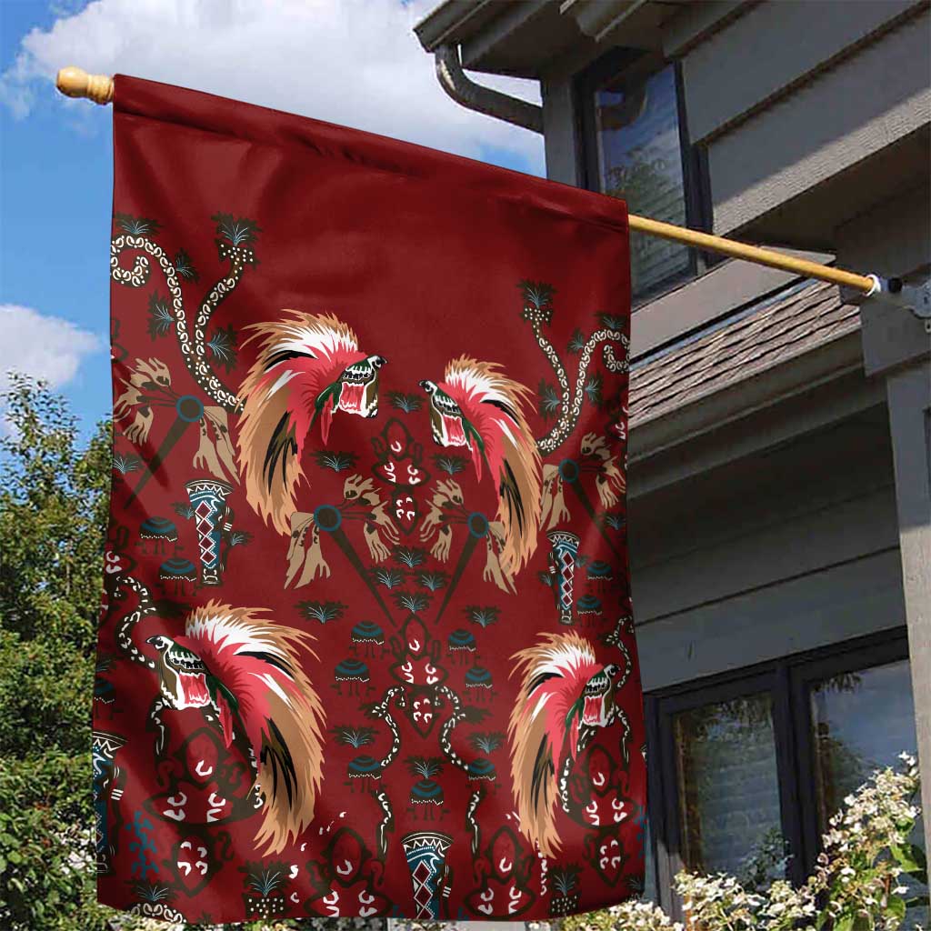 Oxblood Bird of Batik Papua Garden Flag Exotic Natural Wealth of Papua LT9 - Polynesian Pride