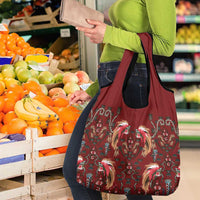 Oxblood Bird of Batik Papua Grocery Bag Exotic Natural Wealth of Papua LT9 - Polynesian Pride