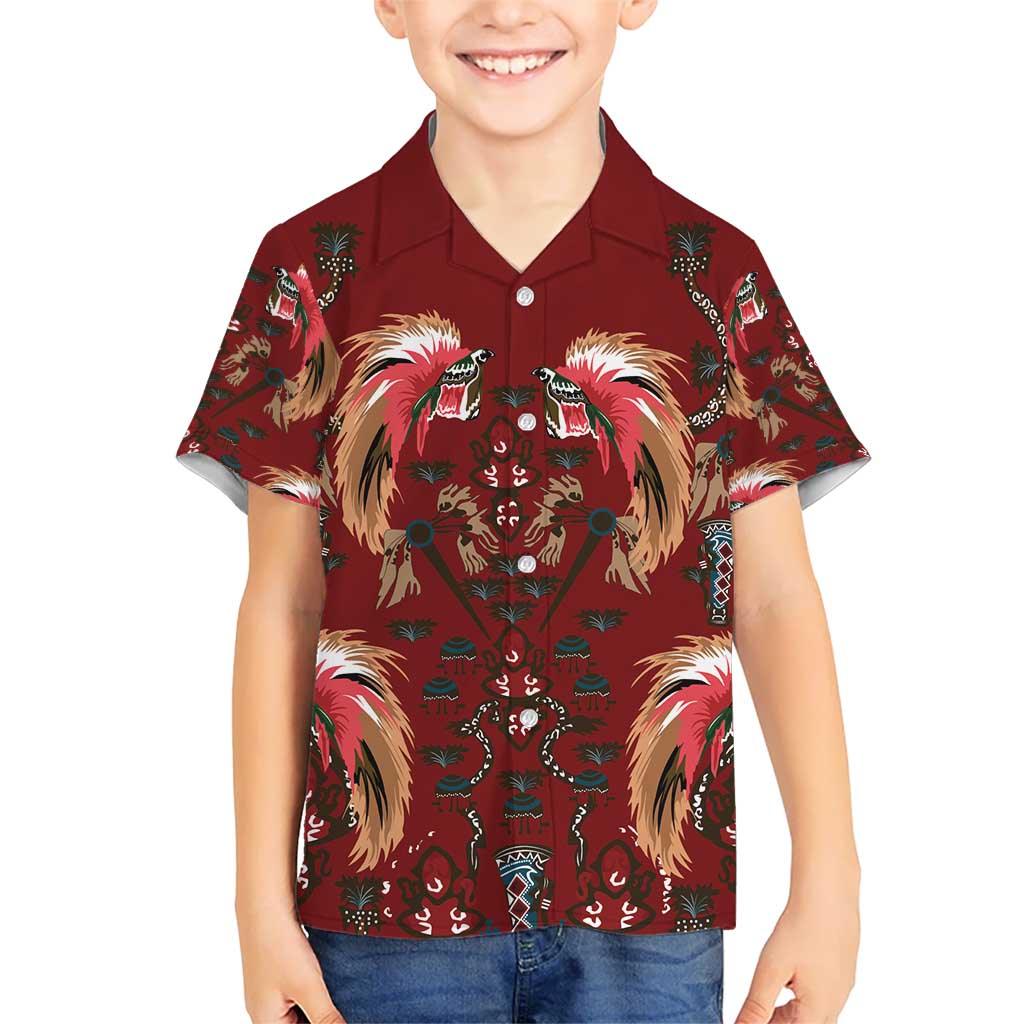Oxblood Bird of Batik Papua Hawaiian Shirt Exotic Natural Wealth of Papua LT9 - Polynesian Pride