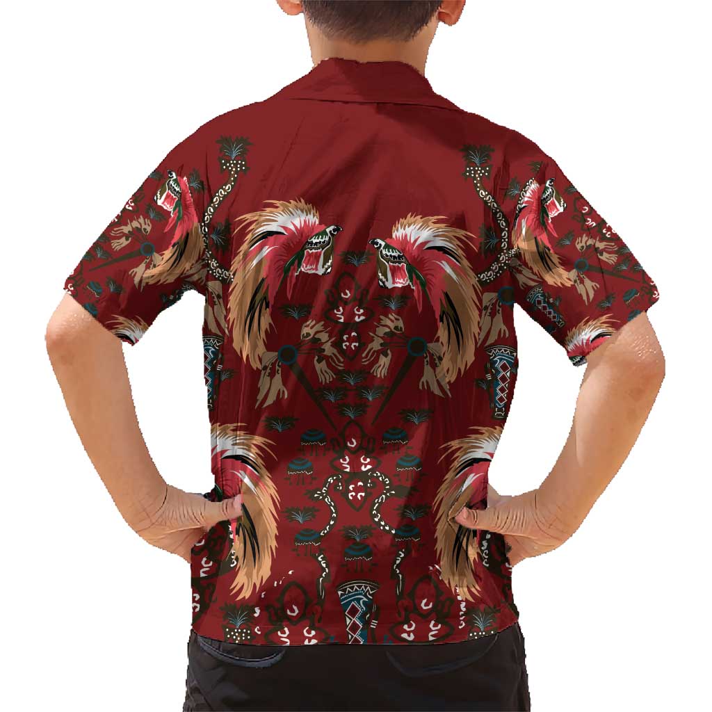 Oxblood Bird of Batik Papua Hawaiian Shirt Exotic Natural Wealth of Papua LT9 - Polynesian Pride