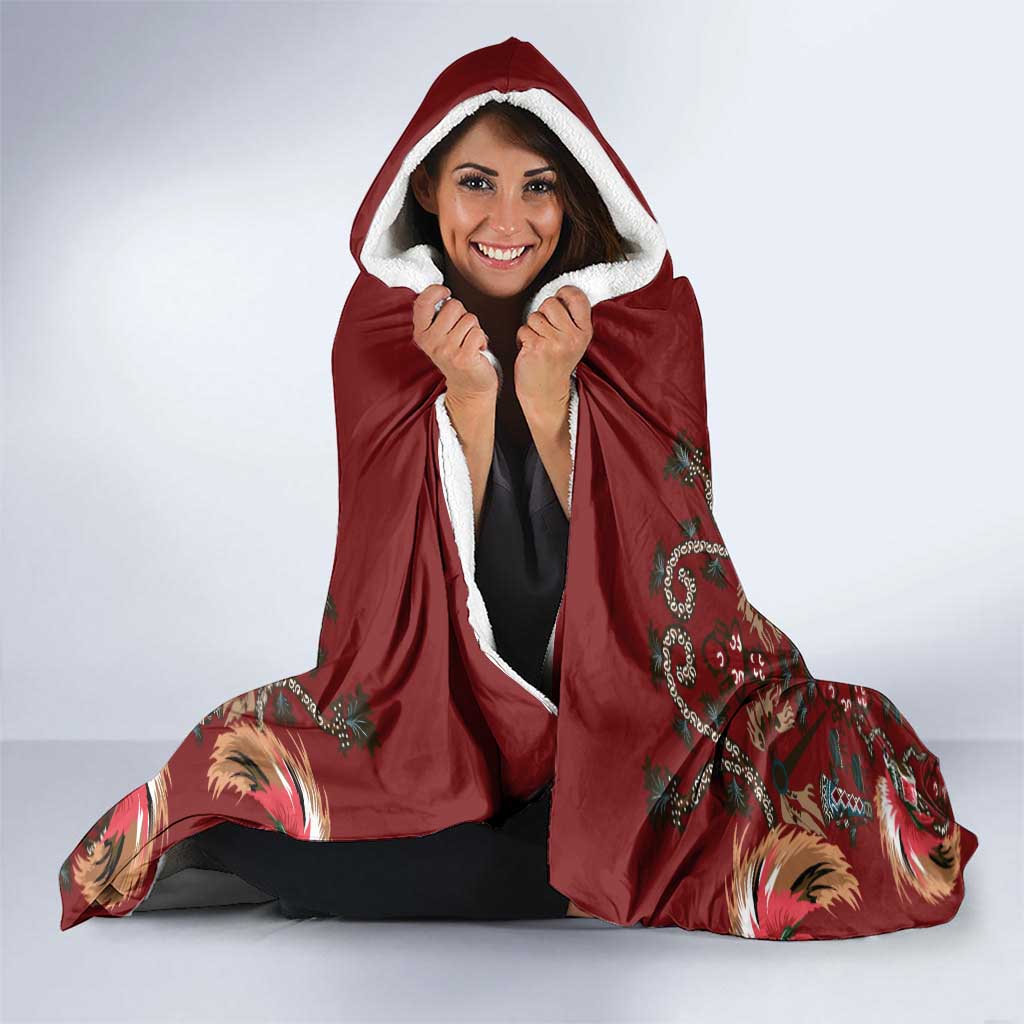 Oxblood Bird of Batik Papua Hooded Blanket Exotic Natural Wealth of Papua LT9 - Polynesian Pride